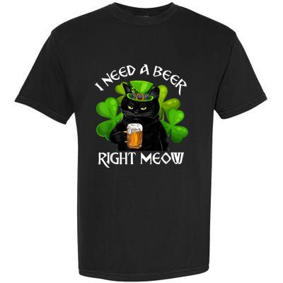 I Need Beer Right Meow Men S St Patrick S Day Garment-Dyed Heavyweight T-Shirt