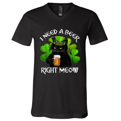 I Need Beer Right Meow Men S St Patrick S Day V-Neck T-Shirt