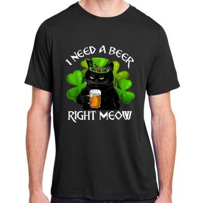 I Need Beer Right Meow Men S St Patrick S Day Adult ChromaSoft Performance T-Shirt