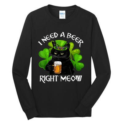 I Need Beer Right Meow Men S St Patrick S Day Tall Long Sleeve T-Shirt