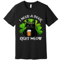 I Need Beer Right Meow Men S St Patrick S Day Premium T-Shirt