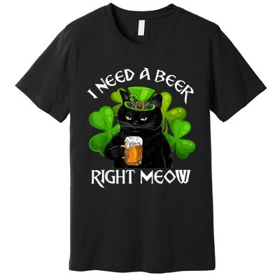 I Need Beer Right Meow Men S St Patrick S Day Premium T-Shirt