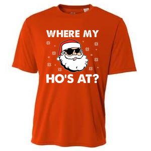 Inappropriate Naughty Christmas Funny Xmas WhereS My Hos At Great Gift Cooling Performance Crew T-Shirt