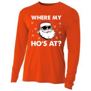 Inappropriate Naughty Christmas Funny Xmas WhereS My Hos At Great Gift Cooling Performance Long Sleeve Crew