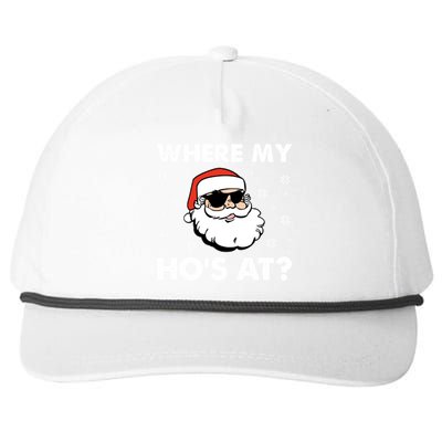 Inappropriate Naughty Christmas Funny Xmas WhereS My Hos At Great Gift Snapback Five-Panel Rope Hat