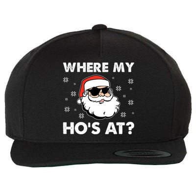 Inappropriate Naughty Christmas Funny Xmas WhereS My Hos At Great Gift Wool Snapback Cap