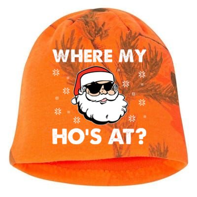 Inappropriate Naughty Christmas Funny Xmas WhereS My Hos At Great Gift Kati - Camo Knit Beanie