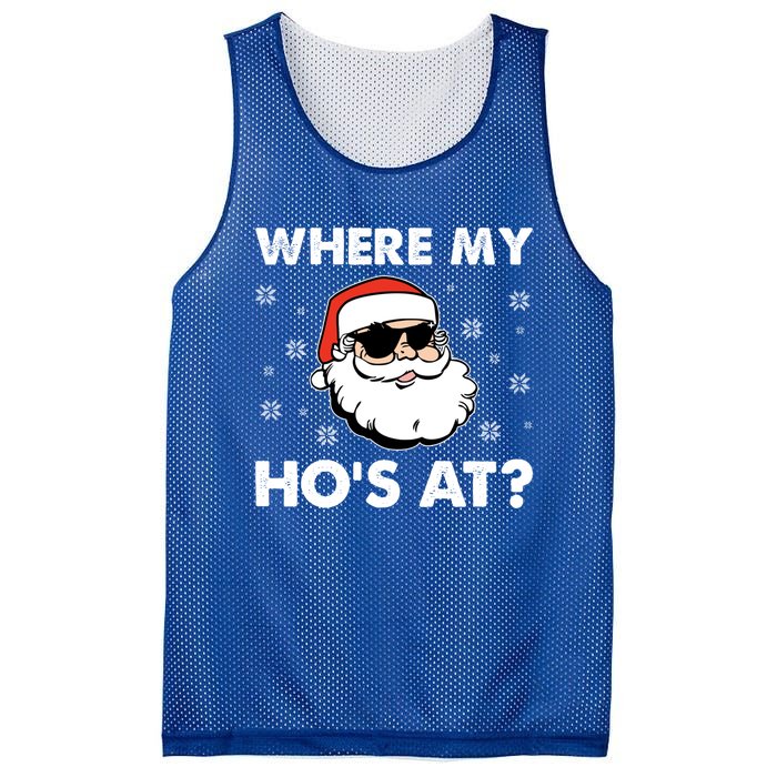 Inappropriate Naughty Christmas Funny Xmas WhereS My Hos At Great Gift Mesh Reversible Basketball Jersey Tank