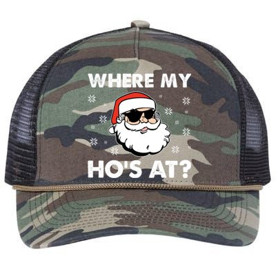 Inappropriate Naughty Christmas Funny Xmas WhereS My Hos At Great Gift Retro Rope Trucker Hat Cap