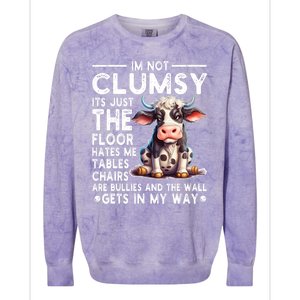 Im Not Clumsy Its Floor Hates Me Tables Chairs Cow Colorblast Crewneck Sweatshirt