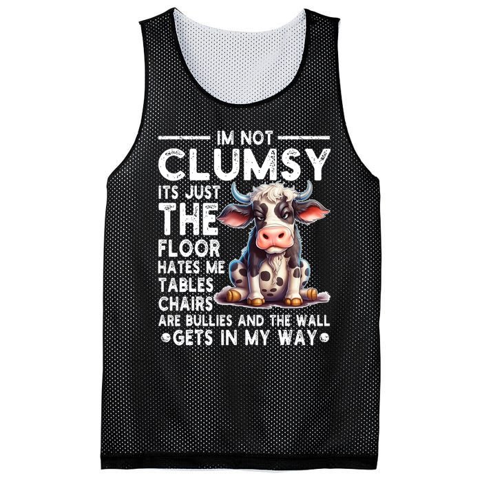 Im Not Clumsy Its Floor Hates Me Tables Chairs Cow Mesh Reversible Basketball Jersey Tank