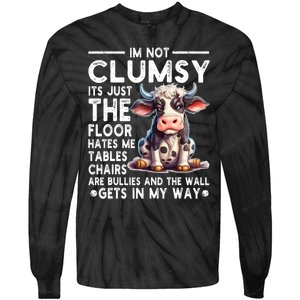 Im Not Clumsy Its Floor Hates Me Tables Chairs Cow Tie-Dye Long Sleeve Shirt