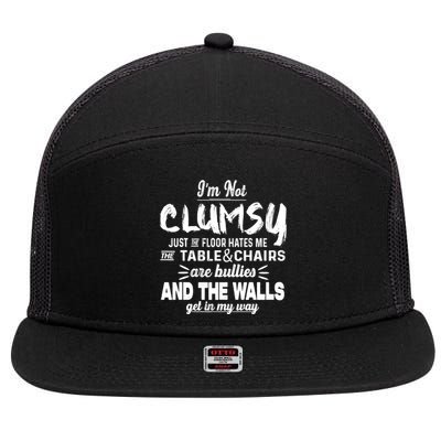 Im Not Clumsy Sarcastic Funny Saying 7 Panel Mesh Trucker Snapback Hat