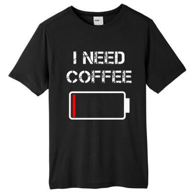 I Need Coffee Funny Coffee Cups Battery Beans Coffee Tall Fusion ChromaSoft Performance T-Shirt