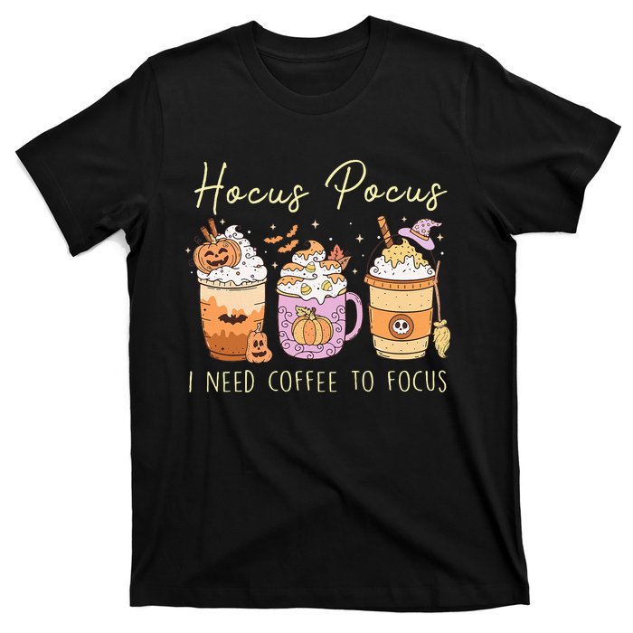 I Need Coffee To Focus Vintage Halloween T-Shirt