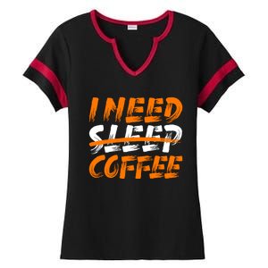 I Need Coffee Ladies Halftime Notch Neck Tee