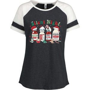 Icu Nurse Christmas Silent Night Gift Enza Ladies Jersey Colorblock Tee