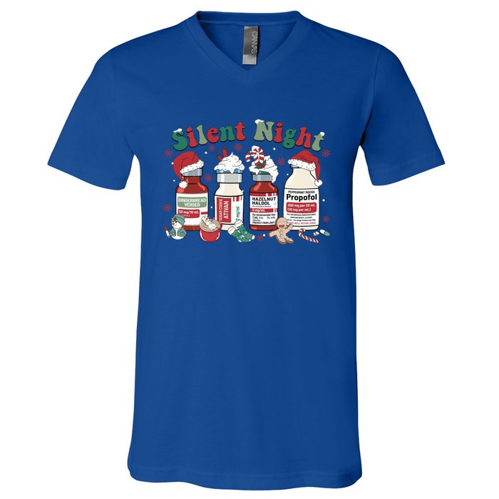 Icu Nurse Christmas Silent Night Gift V-Neck T-Shirt