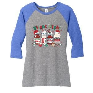 Icu Nurse Christmas Silent Night Gift Women's Tri-Blend 3/4-Sleeve Raglan Shirt