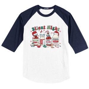 Icu Nurse Christmas Silent Night Gift Baseball Sleeve Shirt