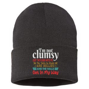 Im Not Clumsy Sarcastic Women Men Funny Saying Sustainable Knit Beanie