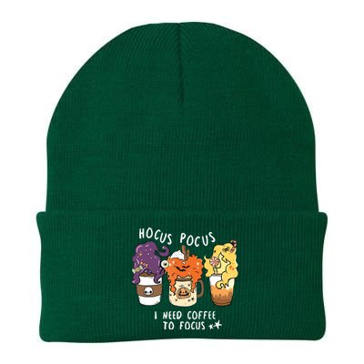 I Need Coffee To Focus Halloween Teacher Girl Knit Cap Winter Beanie