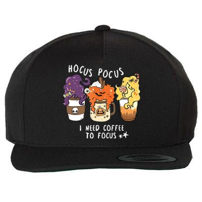 I Need Coffee To Focus Halloween Teacher Girl Wool Snapback Cap