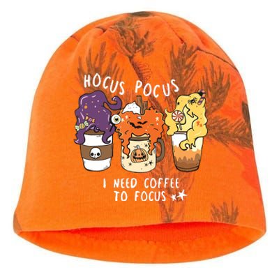 I Need Coffee To Focus Halloween Teacher Girl Kati - Camo Knit Beanie