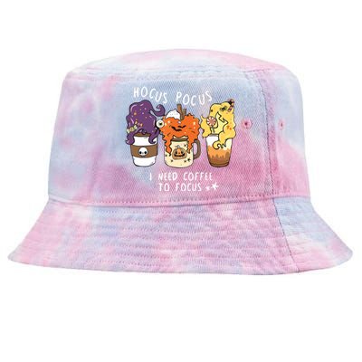 I Need Coffee To Focus Halloween Teacher Girl Tie-Dyed Bucket Hat