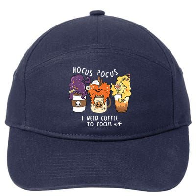 I Need Coffee To Focus Halloween Teacher Girl 7-Panel Snapback Hat