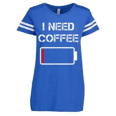 I Need Coffee Funny Coffee Cups Battery Beans Coffee Enza Ladies Jersey Football T-Shirt