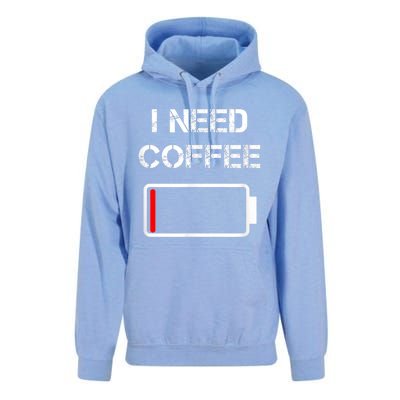 I Need Coffee Funny Coffee Cups Battery Beans Coffee Unisex Surf Hoodie