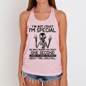 IM Not Crazy Im Special No Wait Maybe IM Crazy 1s Skeleton Gift Women's Knotted Racerback Tank