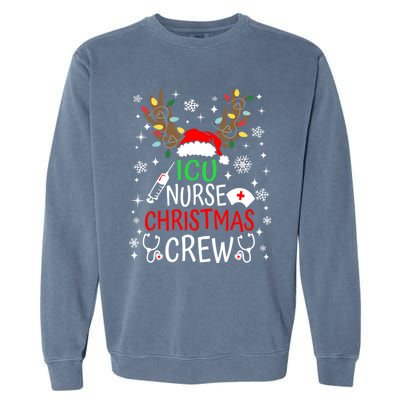 Icu Nurse Crew Reindeer Christmas Icu Nursing Squad Group Cool Gift Garment-Dyed Sweatshirt