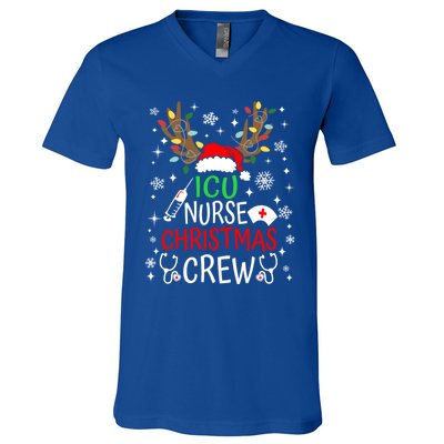 Icu Nurse Crew Reindeer Christmas Icu Nursing Squad Group Cool Gift V-Neck T-Shirt