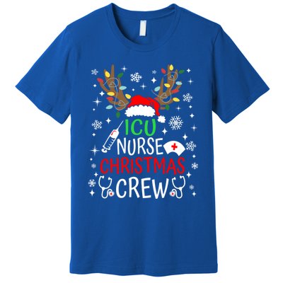 Icu Nurse Crew Reindeer Christmas Icu Nursing Squad Group Cool Gift Premium T-Shirt