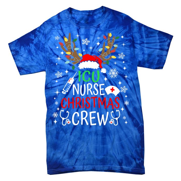 Icu Nurse Crew Reindeer Christmas Icu Nursing Squad Group Cool Gift Tie-Dye T-Shirt