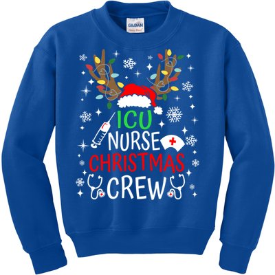 Icu Nurse Crew Reindeer Christmas Icu Nursing Squad Group Cool Gift Kids Sweatshirt