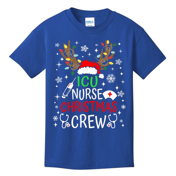 Icu Nurse Crew Reindeer Christmas Icu Nursing Squad Group Cool Gift Kids T-Shirt