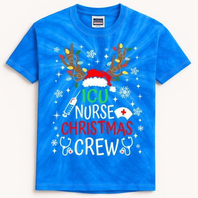 Icu Nurse Crew Reindeer Christmas Icu Nursing Squad Group Cool Gift Kids Tie-Dye T-Shirt