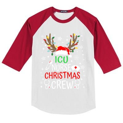 Icu Nurse Crew Reindeer Christmas Icu Nursing Squad Group Cool Gift Kids Colorblock Raglan Jersey