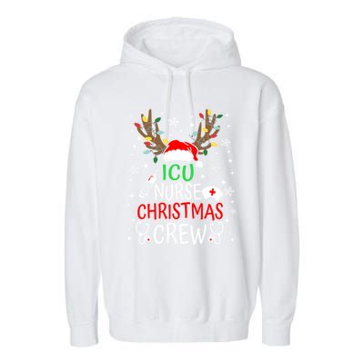 Icu Nurse Crew Reindeer Christmas Icu Nursing Squad Group Cool Gift Garment-Dyed Fleece Hoodie