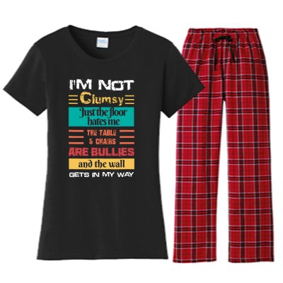 Im Not Clumsy Funny Sayings Sarcastic Men Women Women's Flannel Pajama Set