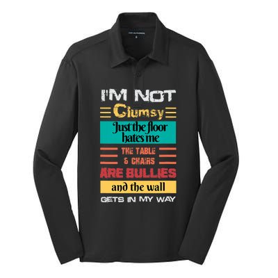 Im Not Clumsy Funny Sayings Sarcastic Men Women Boy Girl Silk Touch Performance Long Sleeve Polo