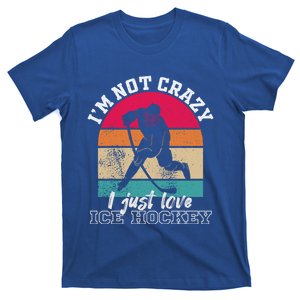 IM Not Crazy I Just Love Ice Hockey Funny Ice Hockey Lovers Gift T-Shirt