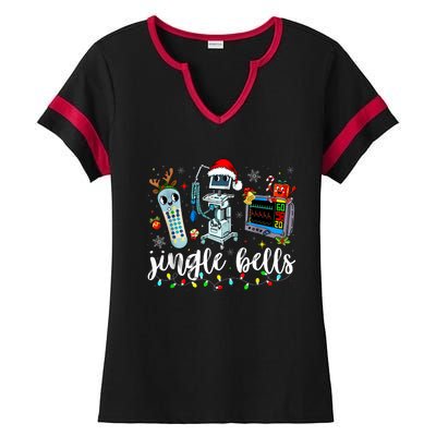 Icu Nurse Christmas Funny Jingle Bells Tech Nursing Er Dept Ladies Halftime Notch Neck Tee