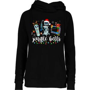 Icu Nurse Christmas Funny Jingle Bells Tech Nursing Er Dept Womens Funnel Neck Pullover Hood