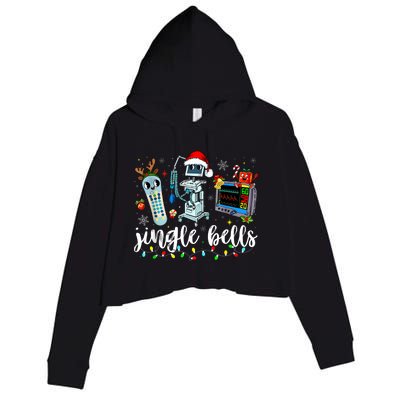 Icu Nurse Christmas Funny Jingle Bells Tech Nursing Er Dept Crop Fleece Hoodie