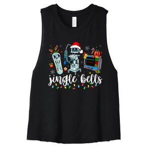 Icu Nurse Christmas Funny Jingle Bells Tech Nursing Er Dept Women's Racerback Cropped Tank