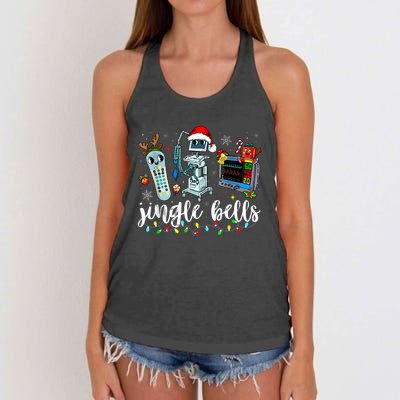 Icu Nurse Christmas Funny Jingle Bells Tech Nursing Er Dept Women's Knotted Racerback Tank